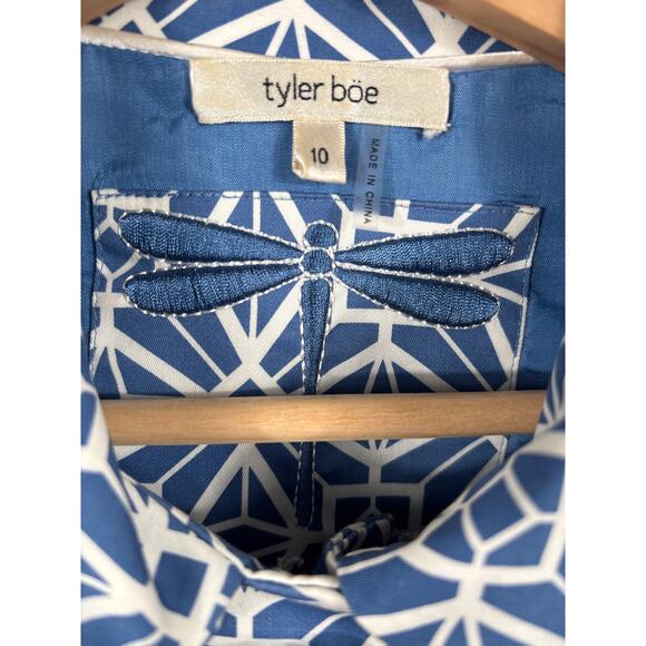 Tyler Boe Blue and White Geometric Blazer - Picture 3 of 14